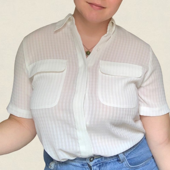 Vintage sheer gingham short-sleeved button down - Picture 1 of 4